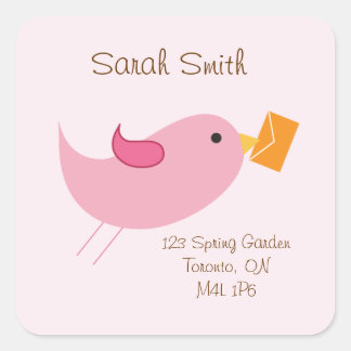 Birdie Address Labels Quadratischer Aufkleber