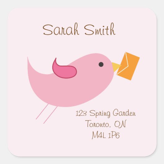 Birdie Address Labels Quadratischer Aufkleber (Vorderseite)
