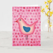 Birdie auf Pink Polka Dots Karte (Gelbe Blume)