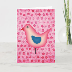 Birdie auf Pink Polka Dots Karte