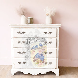 Birdie Darling Blue Birds Cherry Blossom Decoupage Seidenpapier
