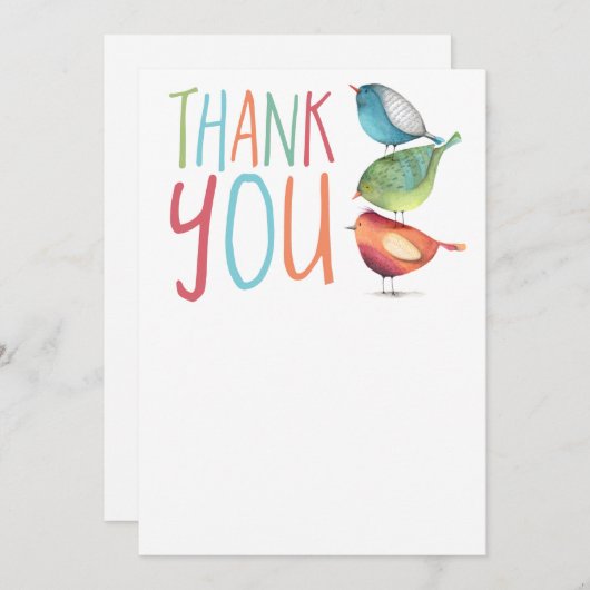 Birdie Flat Vielen Dank Grußkarte Einladung (Vorne/Hinten)