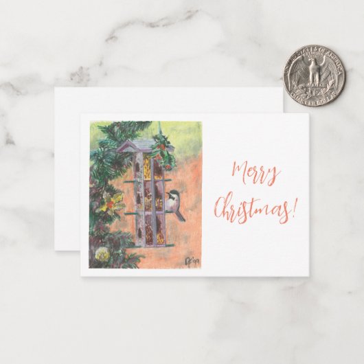 Birdie-Geschenkkarte fütternd Mitteilungskarte (Vorderseite/Rückseite Beispiel)