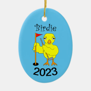 Birdie Golfer Chick Keramik Ornament
