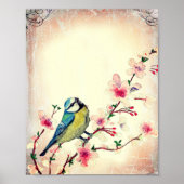 Birdie in Cherry Blossom Tree Poster (Vorne)