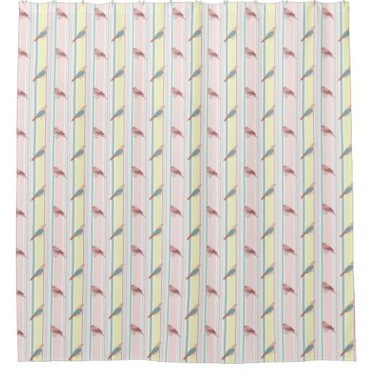 BIRDIE STRIPE PATTERN Duschvorhang (Vorderseite)