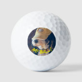 Birdie the Bernedoodle in gelbem Hut Golfball (Vorderseite)