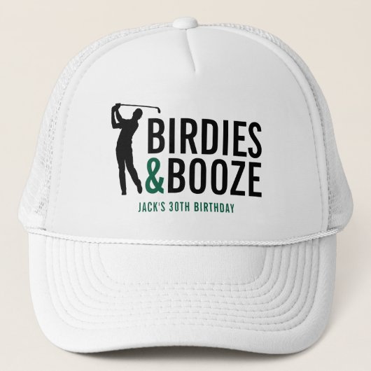 Birdies & Booze Adult Golf Club Funny Birthday Truckerkappe (Vorderseite)