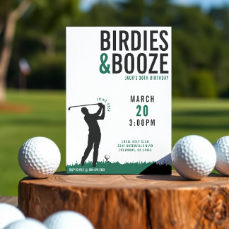 Birdies & Booze Adult Golf Geburtstagsparty Einladung