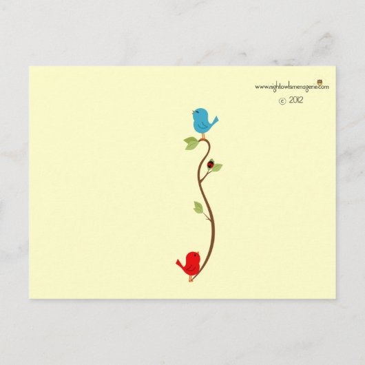 Birdies mit Nest Baby Dusche Danke Postcard Postkarte (Rückseite)