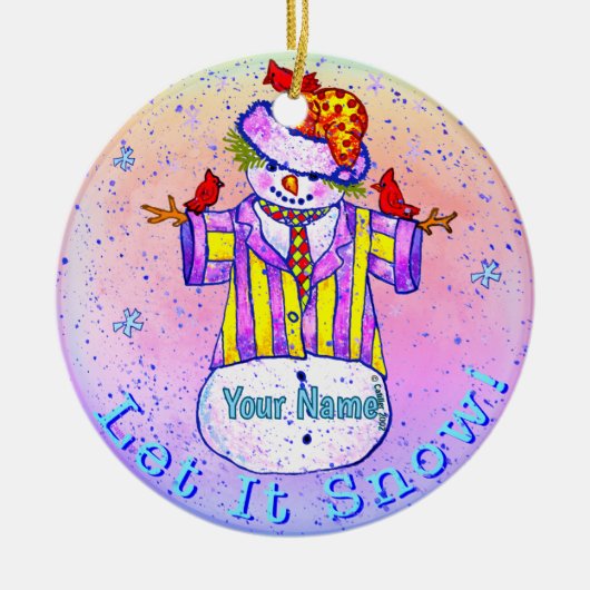 Birdies Schneemann Keramik Ornament (Vorne)
