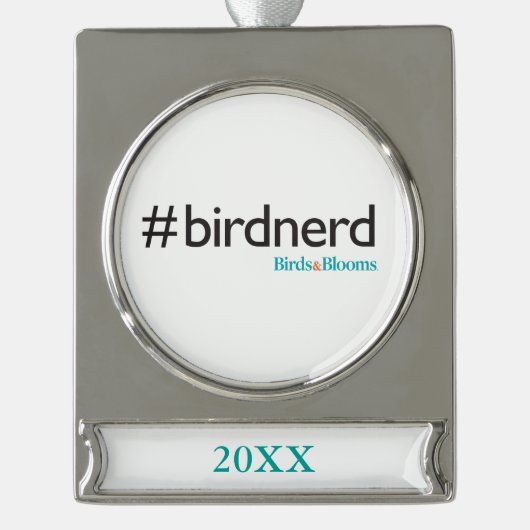 #BirdNerd Banner-Ornament Silber (Vorderseite)
