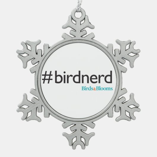 #BirdNerd Schneeflocken Zinn-Ornament (Vorderseite)
