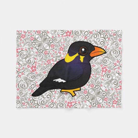 Birdorable allgemeiner Hügel Myna Fleecedecke (Vorderseite (Horizontal))