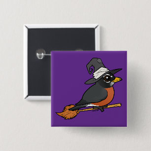 Birdorable Amerikanischer Rotkehlchen Hexe Hallowe Button