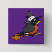 Birdorable Amerikanischer Rotkehlchen Hexe Hallowe Button (Vorderseite)