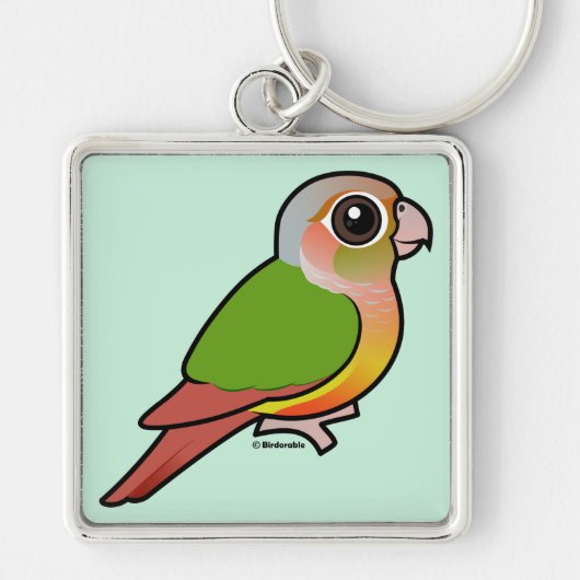 Birdorable Ananas Grünes-cheeked Conure Schlüsselanhänger (Vorne)