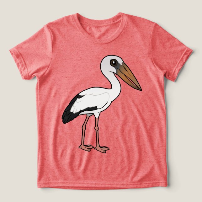Birdorable Asian Openbill Tri-Blend Shirt (Design Vorderseite)