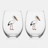 Birdorable Asian Openbill Weinglas Ohne Stiel (Vorderseite)