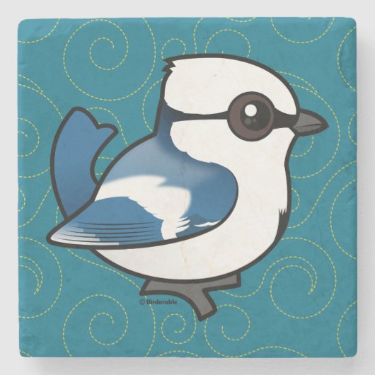 Birdorable Azure Tit Steinuntersetzer (Vorderseite)