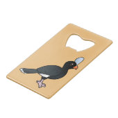 Birdorable behelmtes Curassow Geldbeutel Flaschenöffner (Rückseite Schrägansicht)