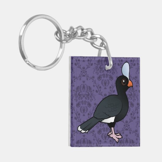 Birdorable behelmtes Curassow Schlüsselanhänger (Vorderseite links)