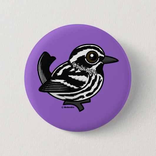 Birdorable Black & White Warbler Button (Vorderseite)