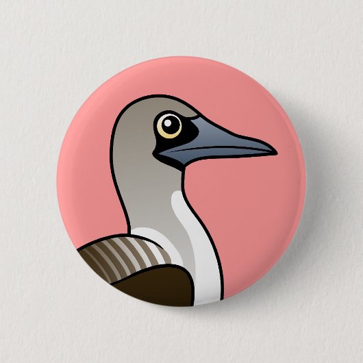 Birdorable Blau-füßiger Dummkopf Button (Vorderseite)