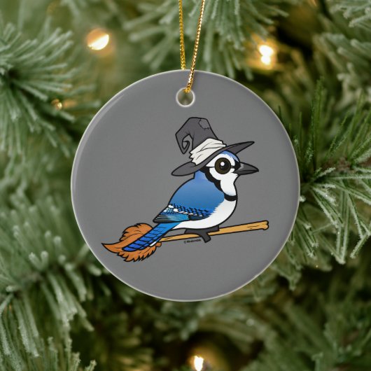 Birdorable Blue Jay Hexe Halloween Keramik Ornament (Baum)