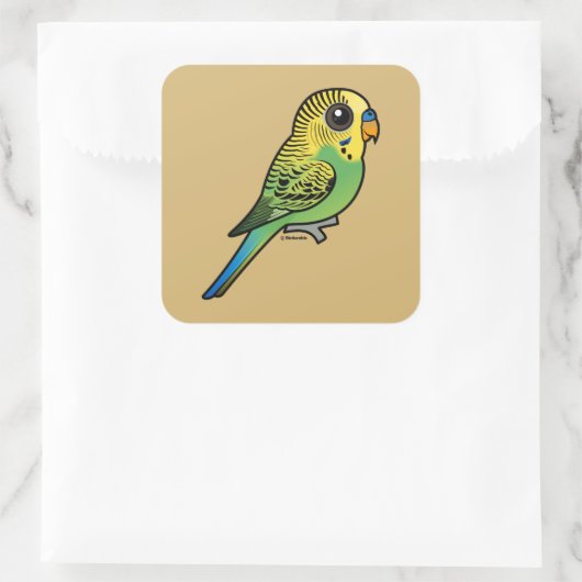 Birdorable Budgerigar Quadratischer Aufkleber (Tasche)