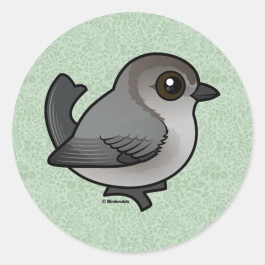 Birdorable Bushtit, pazifische Rasse Runder Aufkleber (Vorderseite)