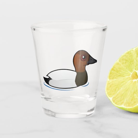 Birdorable Canvasback Schnapsglas (Vorderseite)