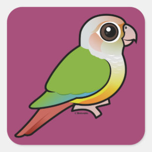 Birdorable Cinnamon Green Wake Conure Quadratischer Aufkleber