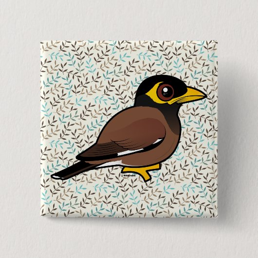 Birdorable Common Myna Button (Vorderseite)