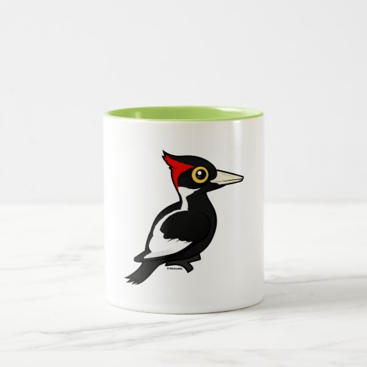 Birdorable Elfenbein-berechnete Specht Zweifarbige Tasse (Mittel)