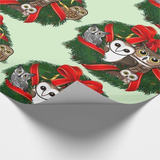 Birdorable Eulen-WeihnachtsKranz Geschenkpapier (Ecke)