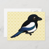 Birdorable Eurasian Magpie Postkarte (Vorne/Hinten)