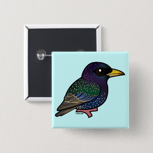 Birdorable Europäer Starling Button (Vorne & Hinten)
