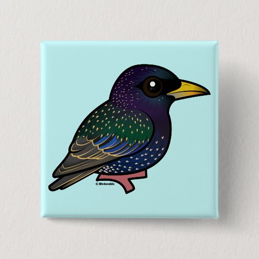 Birdorable Europäer Starling Button (Vorderseite)