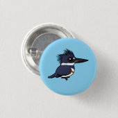 Birdorable Female Belted Kingfisher Button (Vorne & Hinten)
