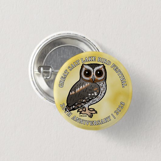 Birdorable Flammulated Owl Great Salt Lake 2023c Button (Vorne & Hinten)