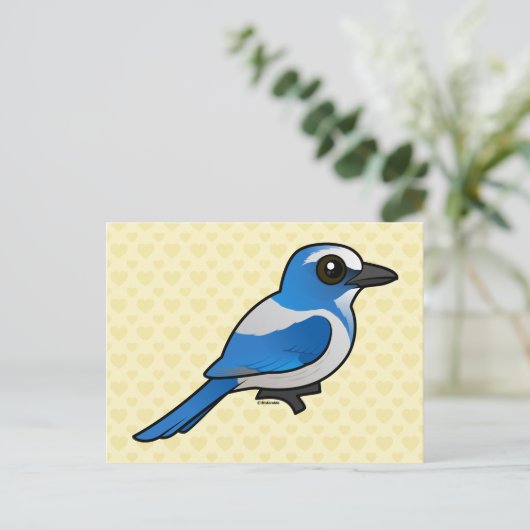 Birdorable Florida Scrub-Jay Postkarte (Stehend Vorderseite)