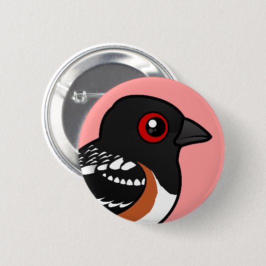 Birdorable gepunkteter Towhee Button (Vorne & Hinten)