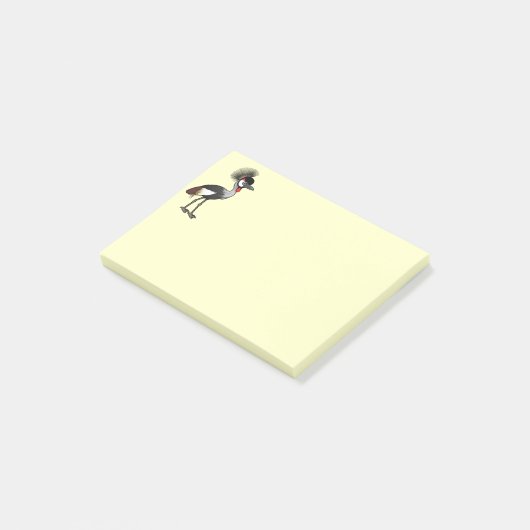 Birdorable Grau Krönen-Kran Post-it Klebezettel (angewinkelt)