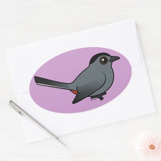 Birdorable Gray Catbird Ovaler Aufkleber (Umschlag)