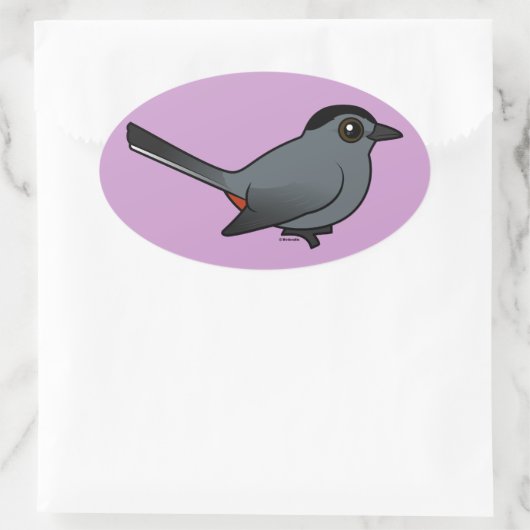 Birdorable Gray Catbird Ovaler Aufkleber (Tasche)