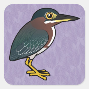 Birdorable Green Heron Quadratischer Aufkleber
