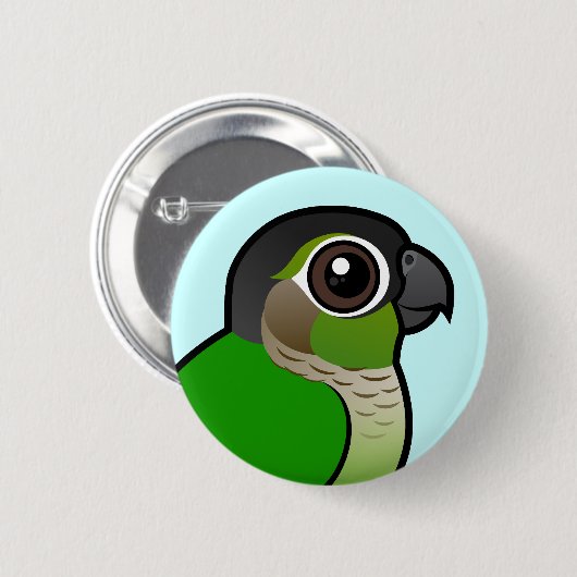 Birdorable Grünes-cheeked Conure Button (Vorne & Hinten)