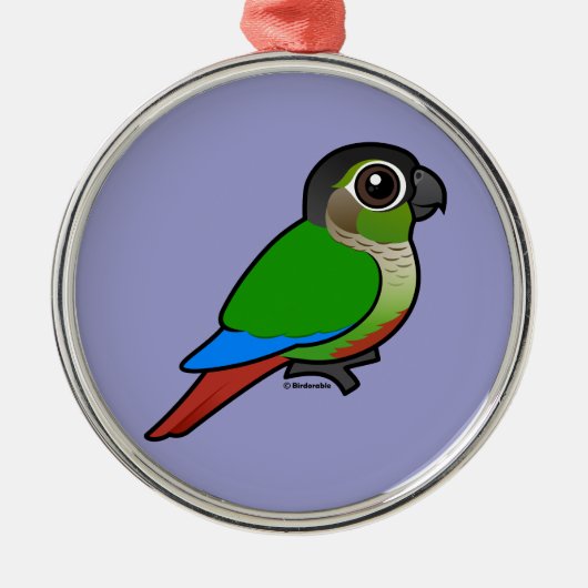 Birdorable Grünes-cheeked Conure Ornament Aus Metall (Vorne)