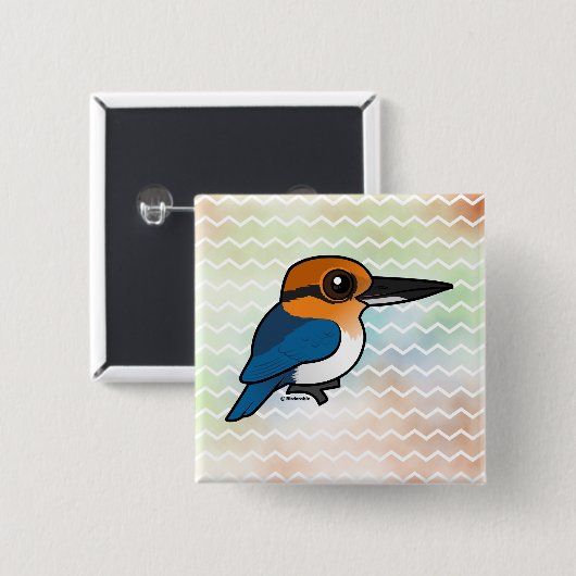 Birdorable Guam Kingfisher Button (Vorne & Hinten)
